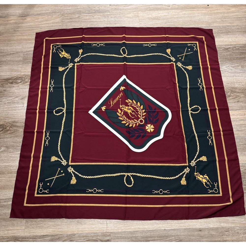 VTG Polo Ralph Lauren Uni Crest Big Pony Spellout Scarf Size Big 46 x 46